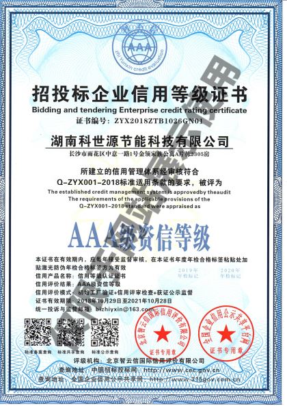 AAA級(jí)資信等級(jí)